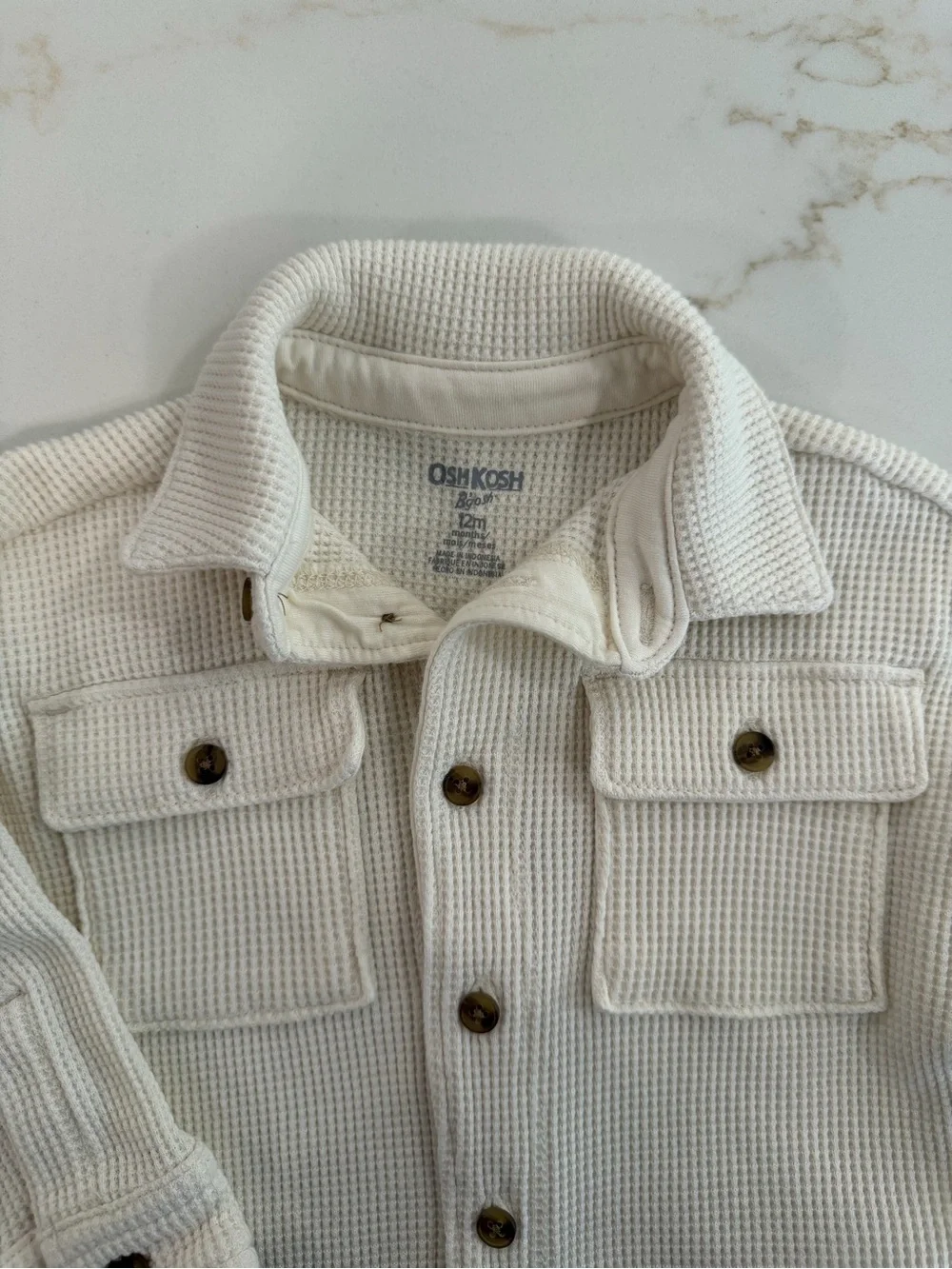 OshKosh Cream Waffle Knit Button-Up